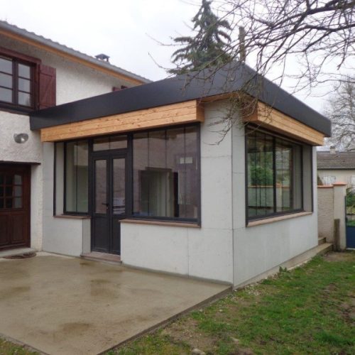 Extension ossature bois couverture membrane d&rsquo;étanchéité à Mons