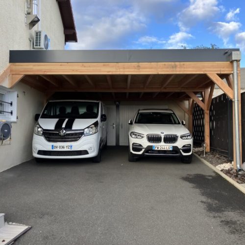 Carport bois Douglas couverture membrane d&rsquo;étanchéité à Cusset