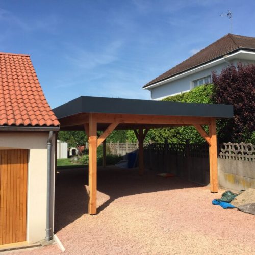 Carport bois Douglas couverture membrane d&rsquo;étanchéité à Cusset