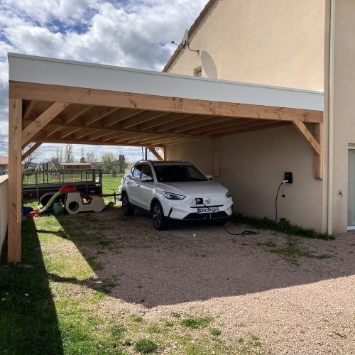 Carport bois Douglas couverture membrane d&rsquo;étanchéité au Mayet d&rsquo;Ecole