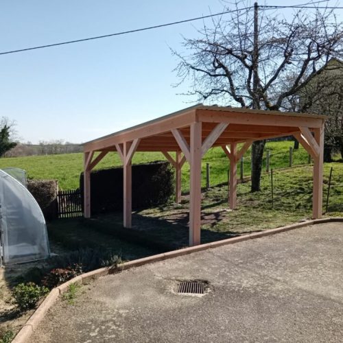 Auvent bois Douglas couverture bac acier au Pin